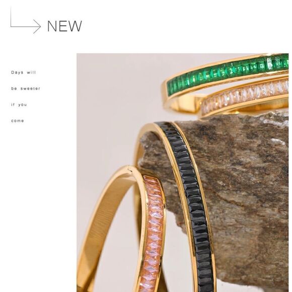 New Black Diamond Crystal Bangle Bracelet Choice of Color - Picture 6 of 11